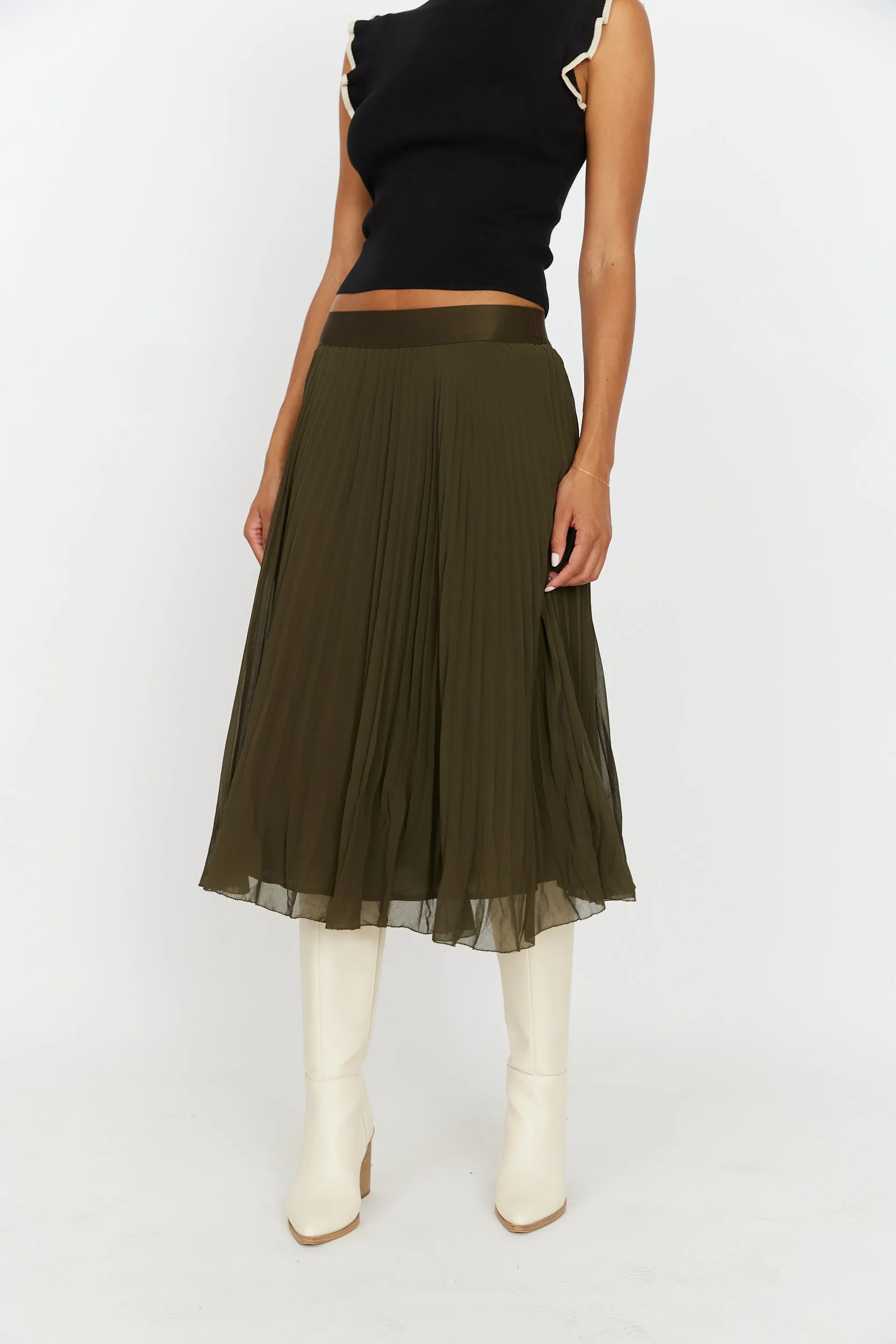 Hayes Pleated Midi Skirt